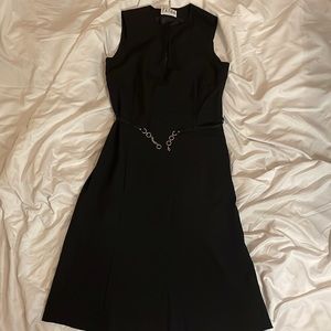 Firma Italian Black Dress with Gold Tone Accent